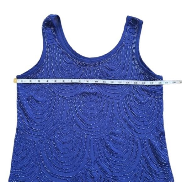 Francesca's Blue Rain Blue Beaded Sleeveless Top - Picture 3 of 8